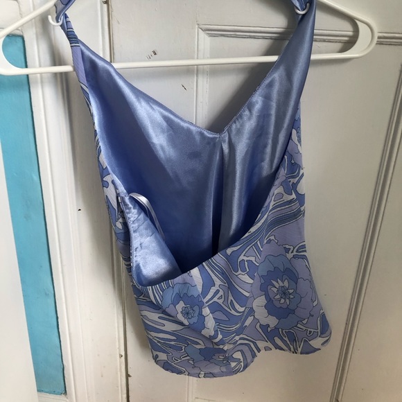 Silky blue halter top - Picture 5 of 6